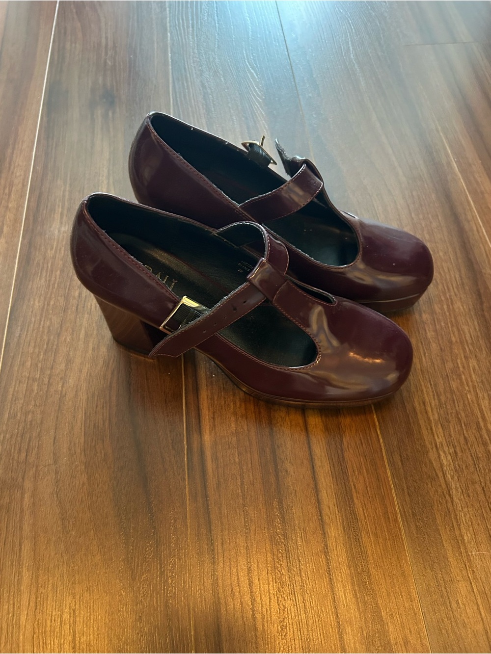 Patent Leather Mary Jane Heels in Deep burgundy